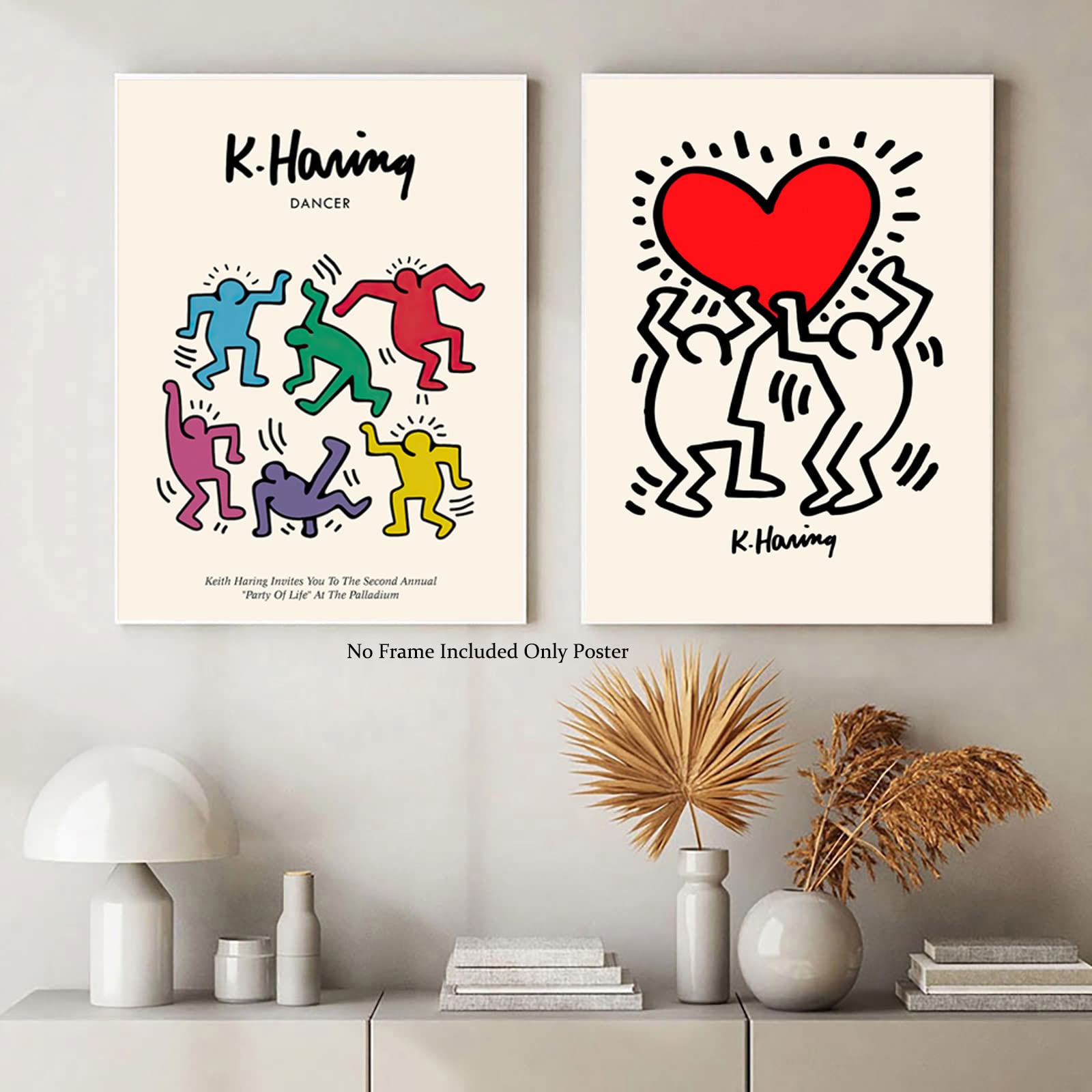Keith Haring Canvas Wall Art Dancing Flower Poster Street Art